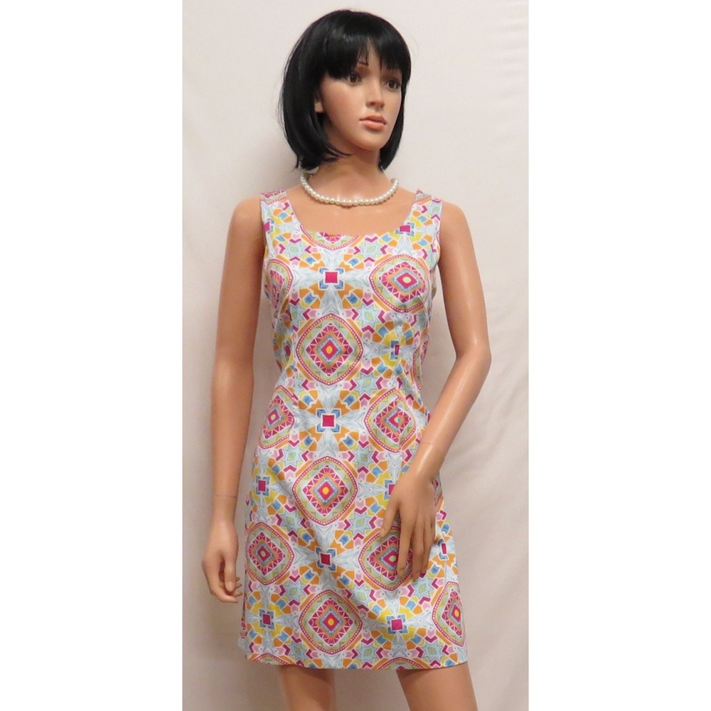 KAELI SMITH‎ Sleeveless White Pink & Multi Sun Dress Size 8